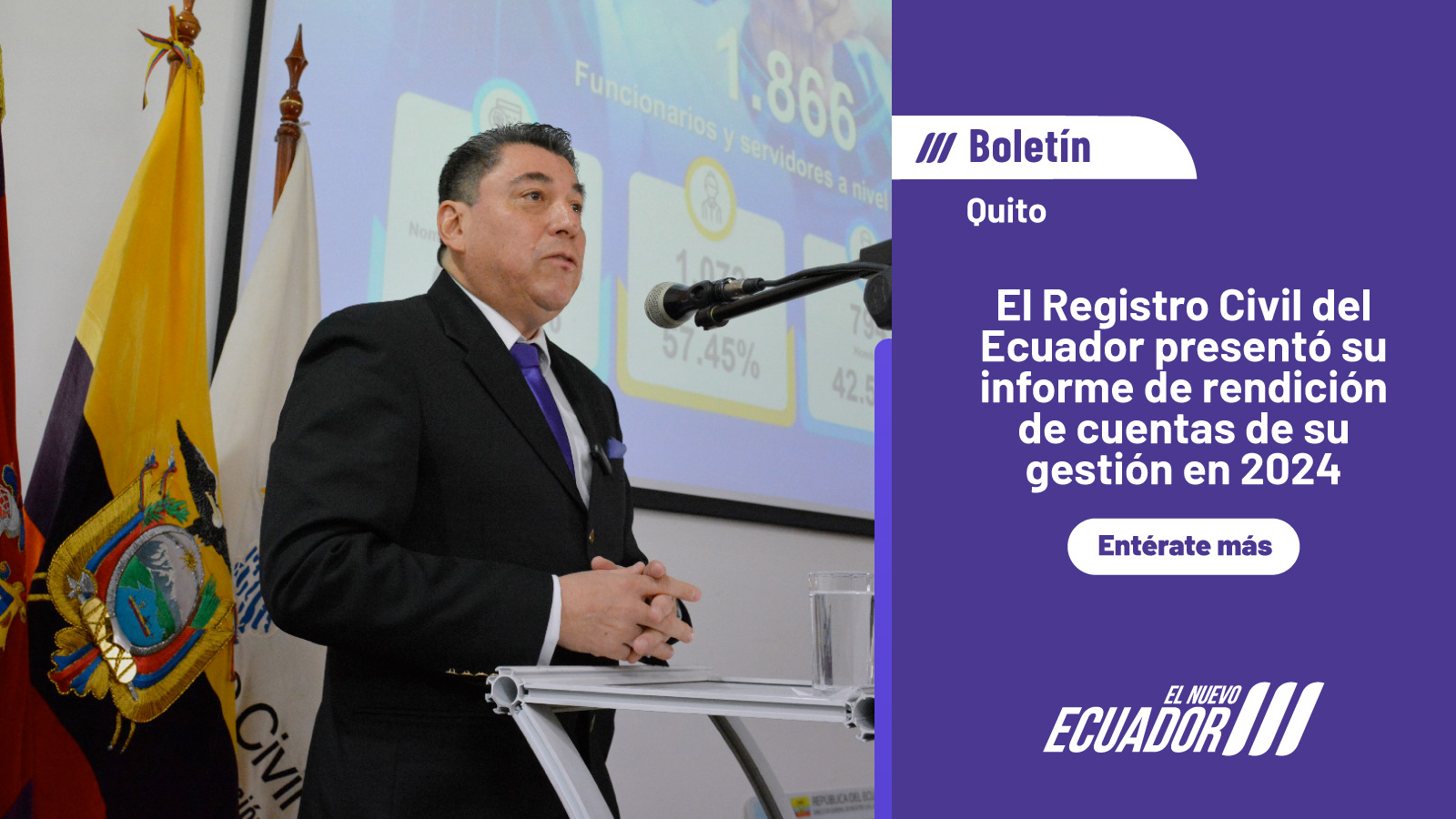 El Registro Civil del Ecuador presentó su informe de rendición de cuentas de su gestión en 2024 